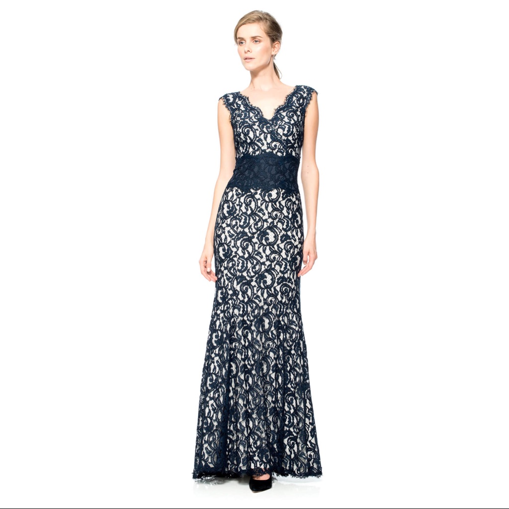 Tadashi Shoji - Contrast Lace Waist Gown
